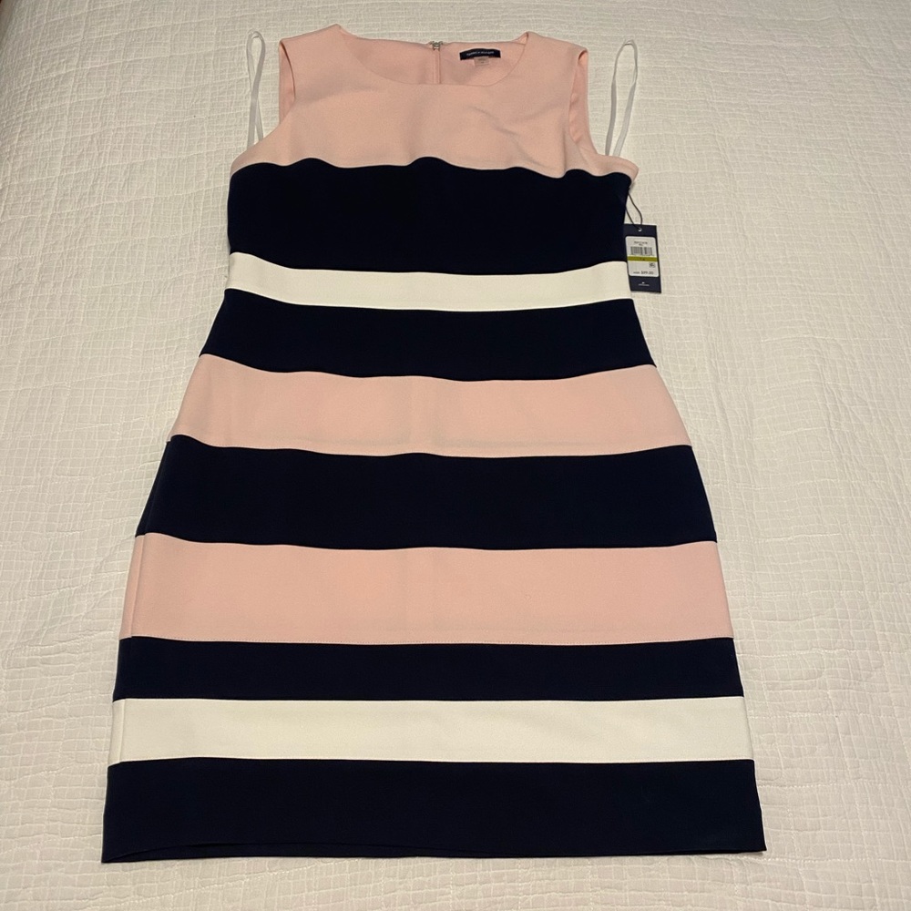 Pink Blue White Stripe Dress
